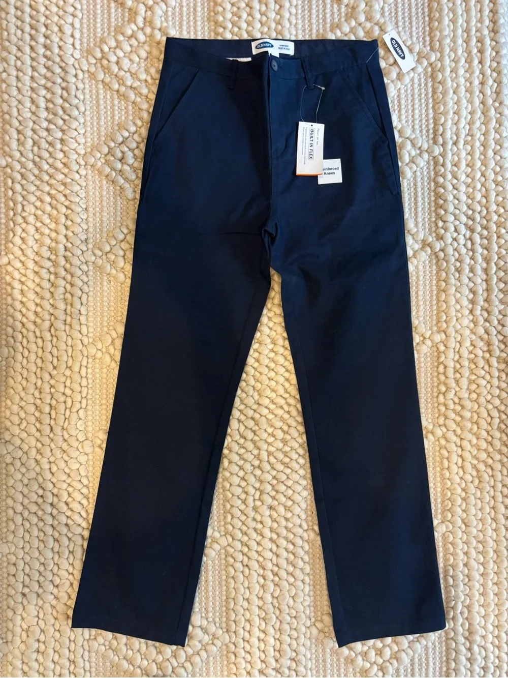 NWT Old Navy straight built-in-flex navy blue school uniform pants chinos boy 16